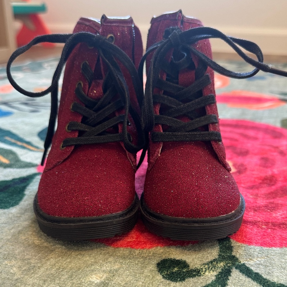 Sparkly Maroon Kids Boots